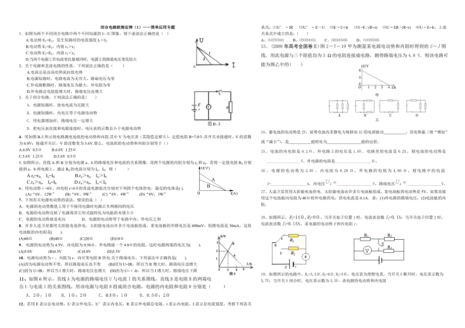 用——闭合电路欧姆定律五大分类_第1页