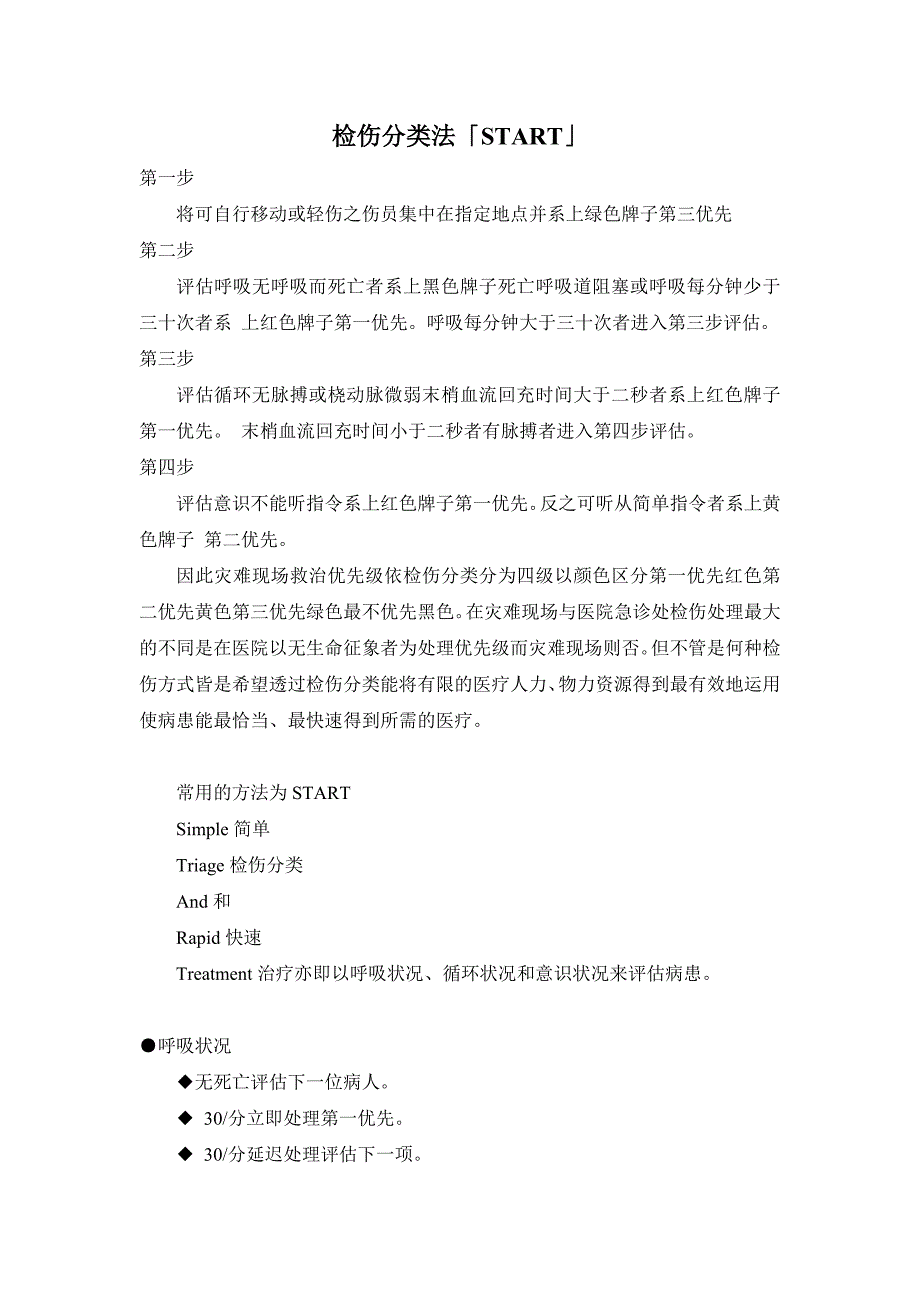 检伤分类法  START 伤情识别(卡)_第1页