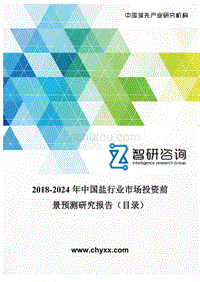 2018-2024年中国盐行业市场投资前景预测研究报告(目录)