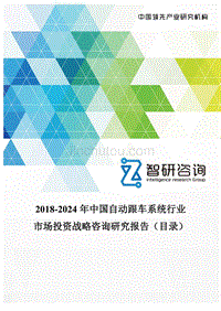 2018-2024年中国自动跟车系统行业市场投资战略咨询研究报告(目录)