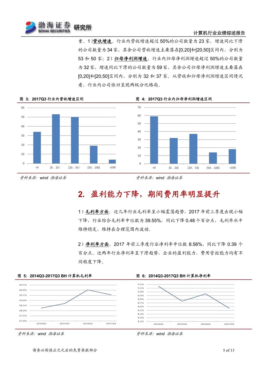 计算机行业2017年三季报业绩综述：业绩增速明显放缓，估值仍存调整压力_第4页