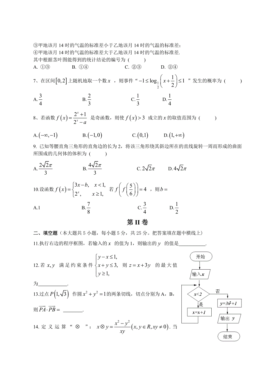 2015年山东卷文科数学_第2页