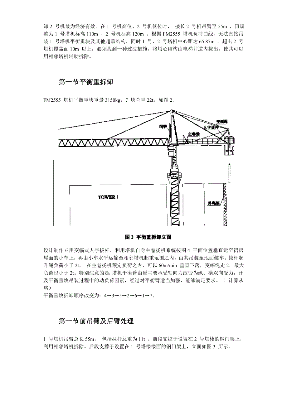 越南胡志明市顺桥广场内置FM2555塔机群拆卸施工_第4页