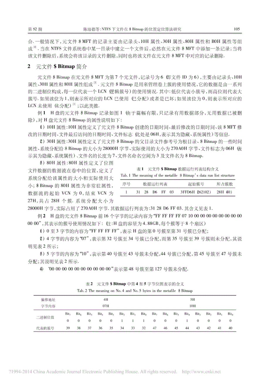 NTFS下文件在_Bitmap的位置定位算法研究_第2页