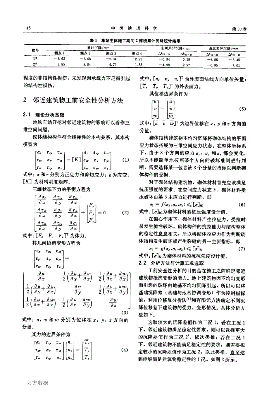 地铁施工前邻近砌体建筑物的结构安全性分析_第2页