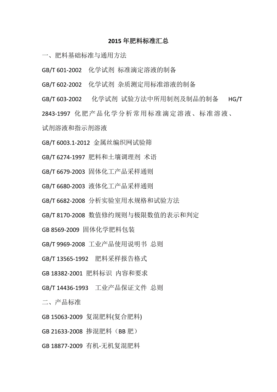 2015年肥料标准汇总_第1页