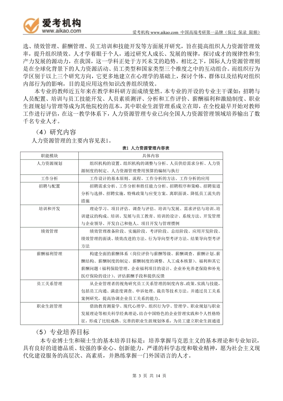 2015中国人民大学人力资源管理考研 招生人数 参考书 报录比 复试分数线 考研真题 考研经验 招生简章_第3页