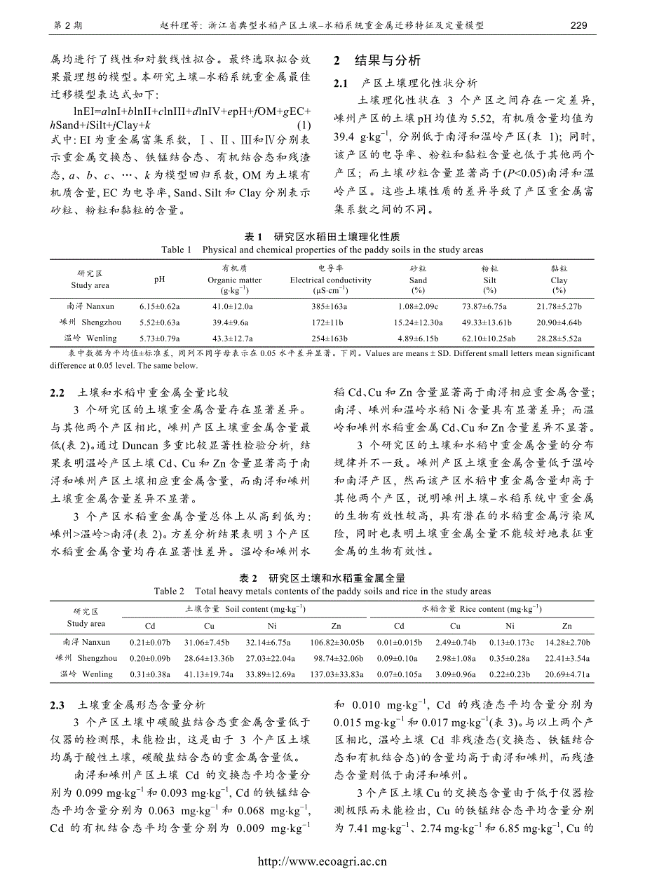 浙江省典型水稻产区土壤水稻系统重金属迁移特征及定量模_第4页