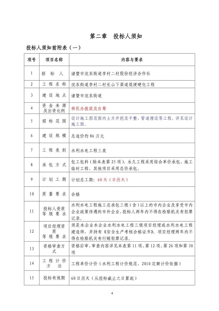 浣东街道李村二村长山下渠道堤埂硬化工程_第5页