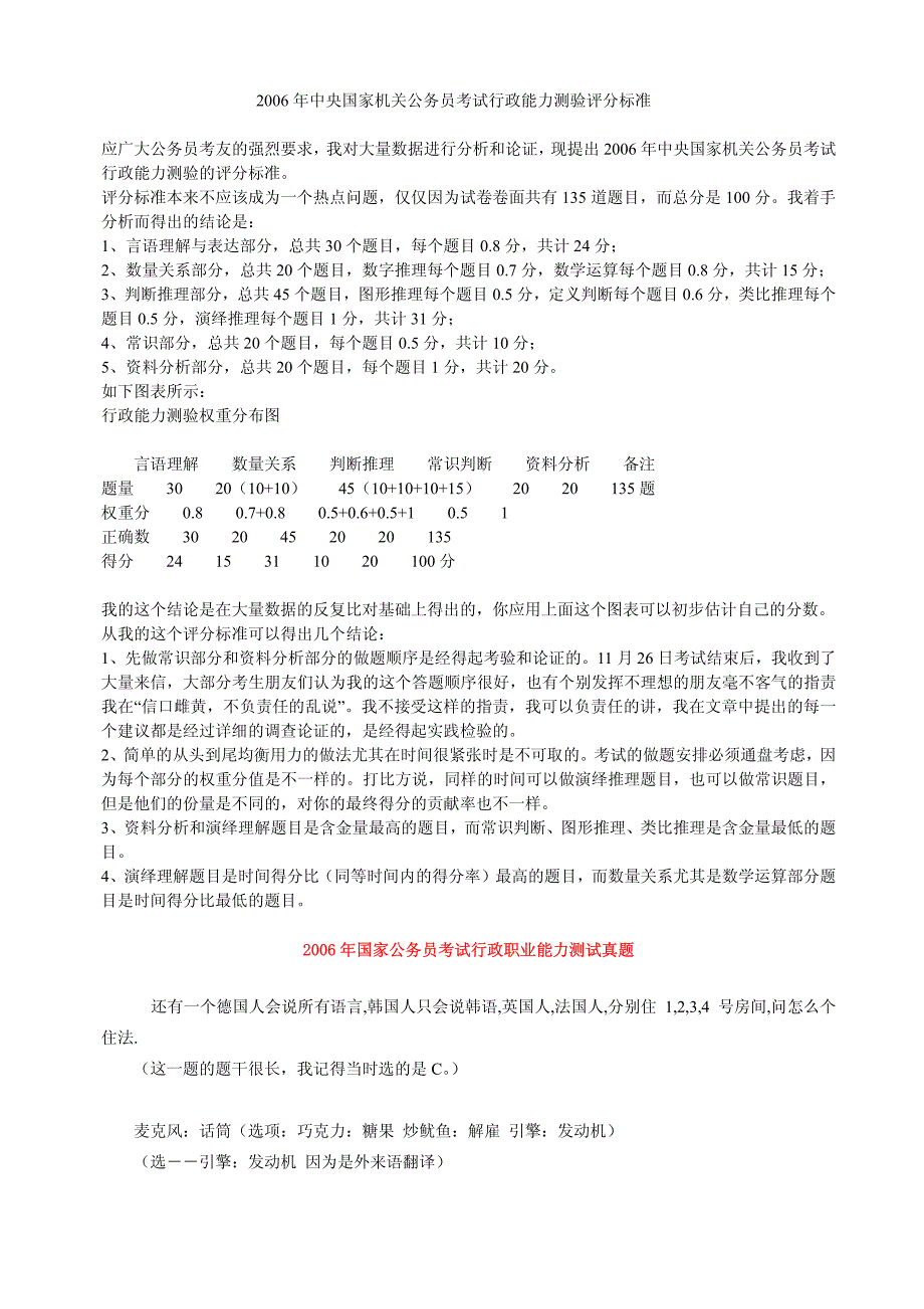 2006年国家公务员考试行政职业能力测试真题_第1页