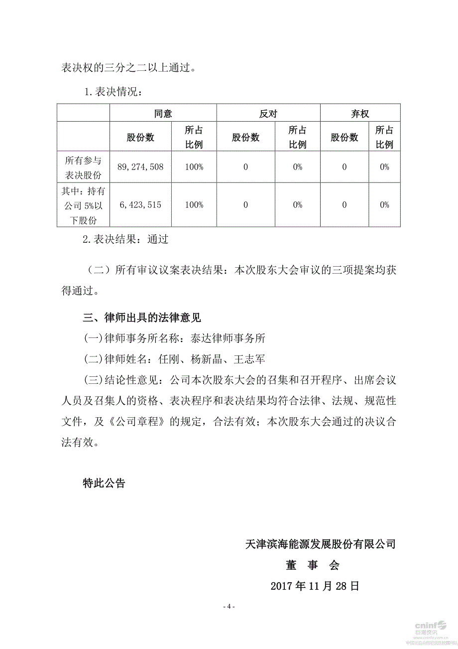 天津滨海能源发展股份有限公司2017年第二次临时股东大会_第4页