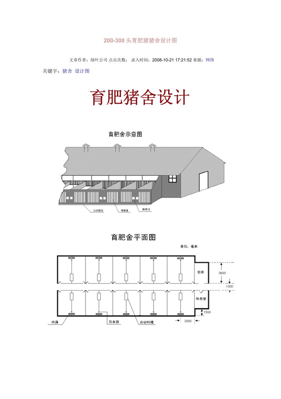 200-300头育肥猪猪舍设计图_第1页