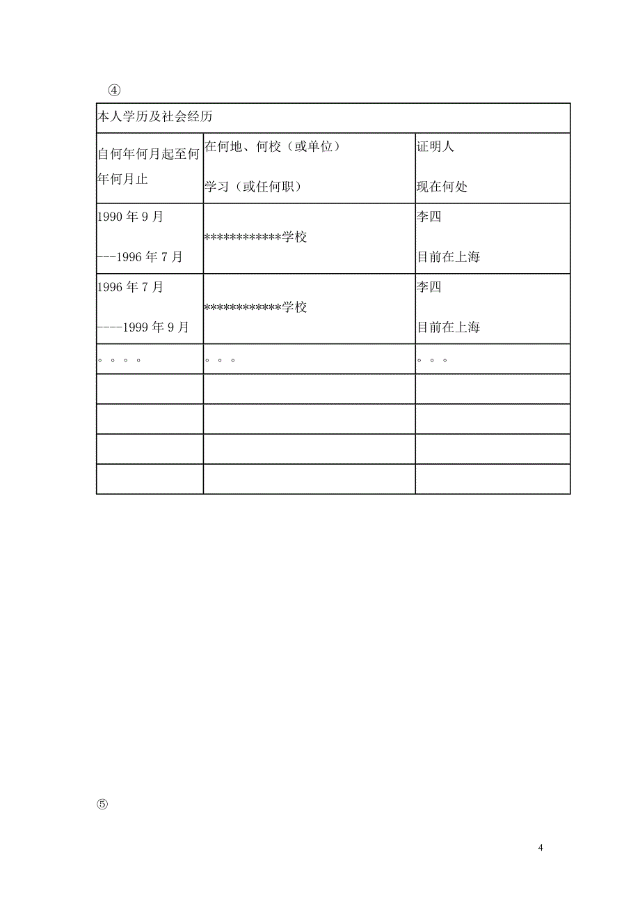 201504高等学校毕业生登记表(填写参考模板)_第4页