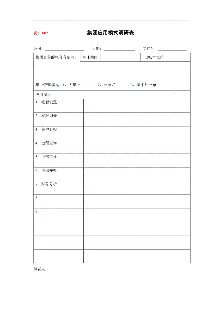 集团应用模式调研表_第1页