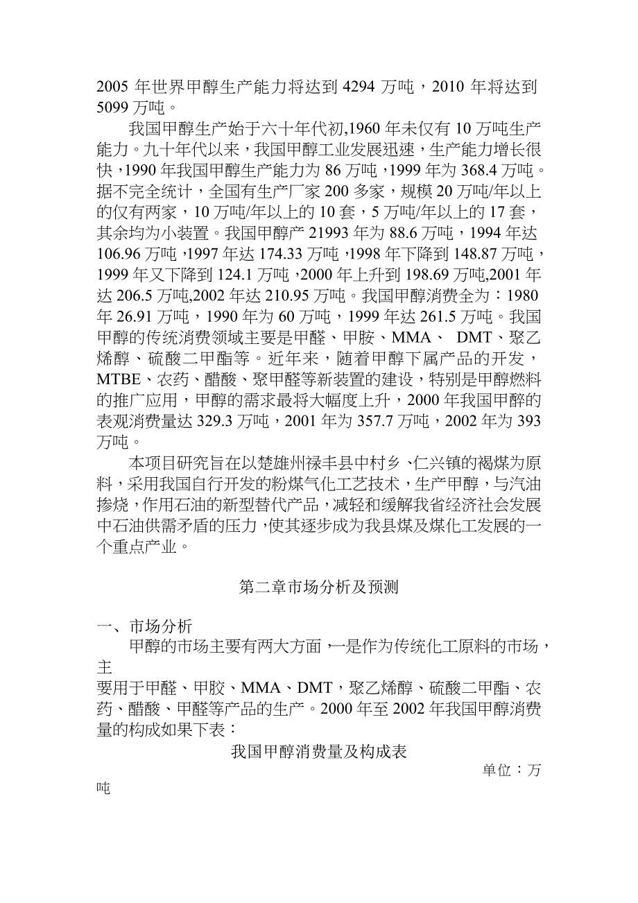 禄丰县年产5万吨甲醇工程项目可行性研究报告_第3页