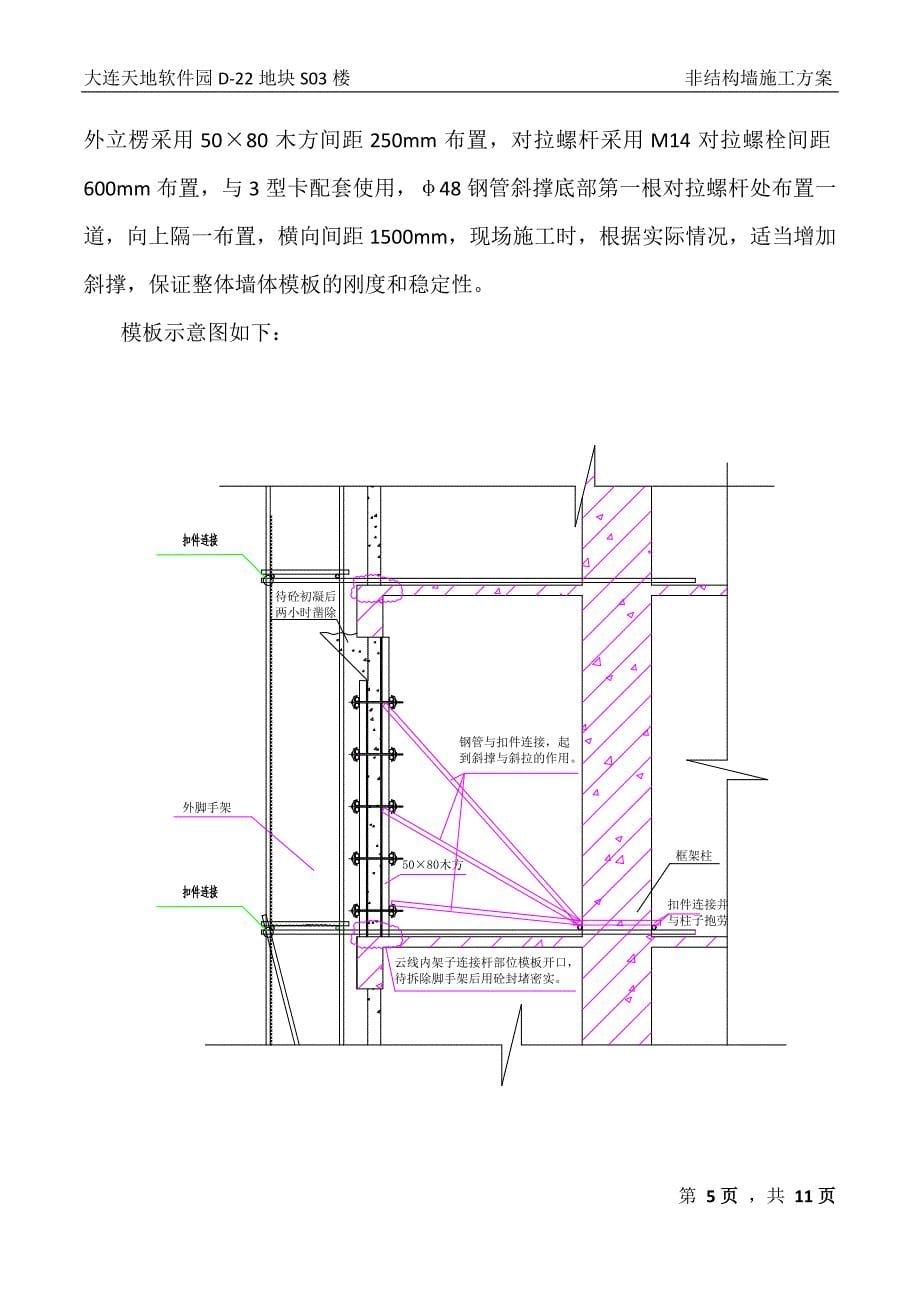 大连天地软件园D-22地块S03楼后浇砼外墙施工方案_第5页