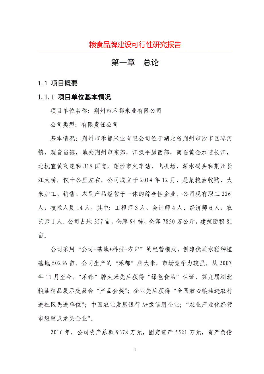 粮食精深加工技改贷款贴息可行性研究报告_第1页