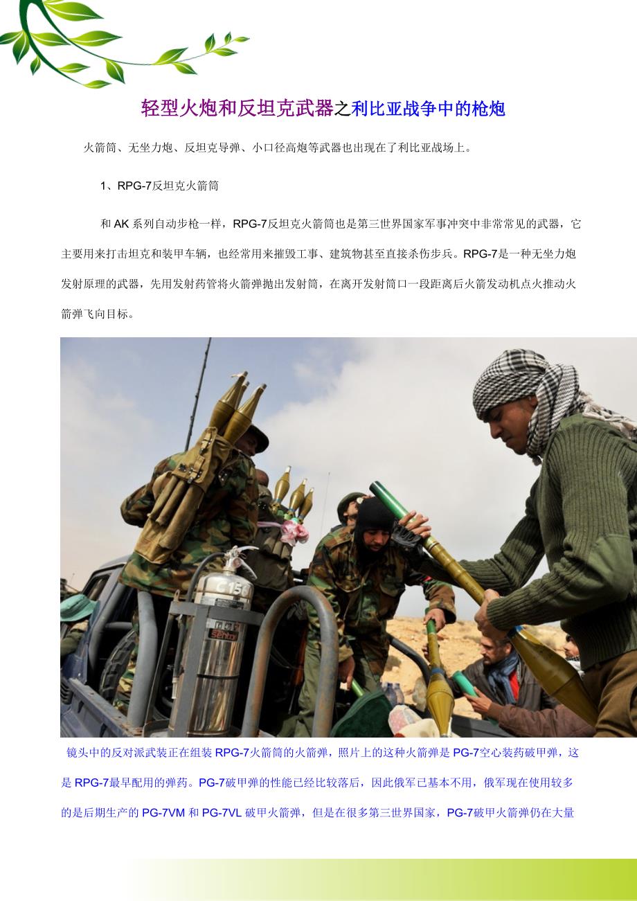 【轻型火炮和反坦克武器】之利比亚战争中的枪炮_第1页