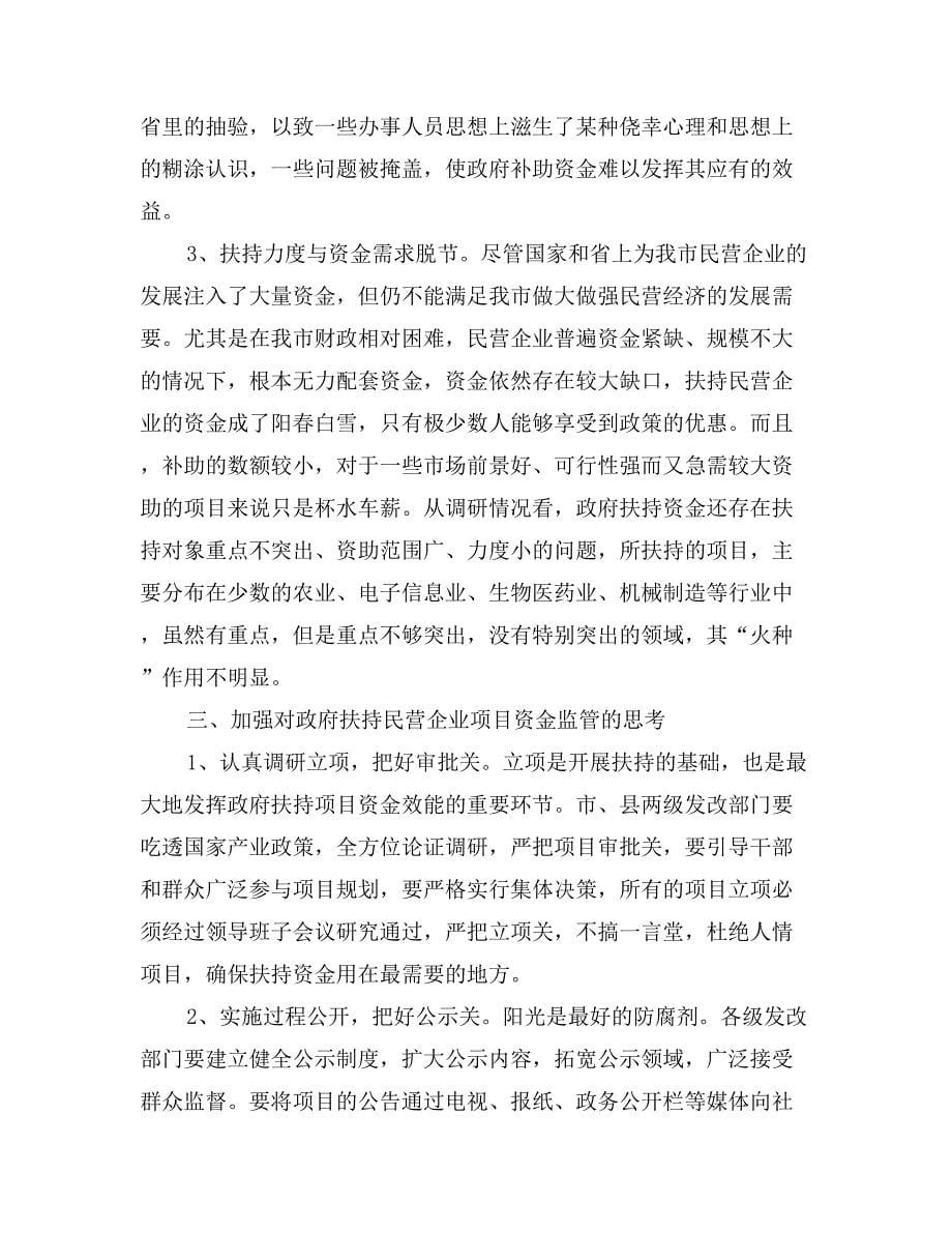 关于政府扶持民营企业项目资金管理的调研分析_第5页