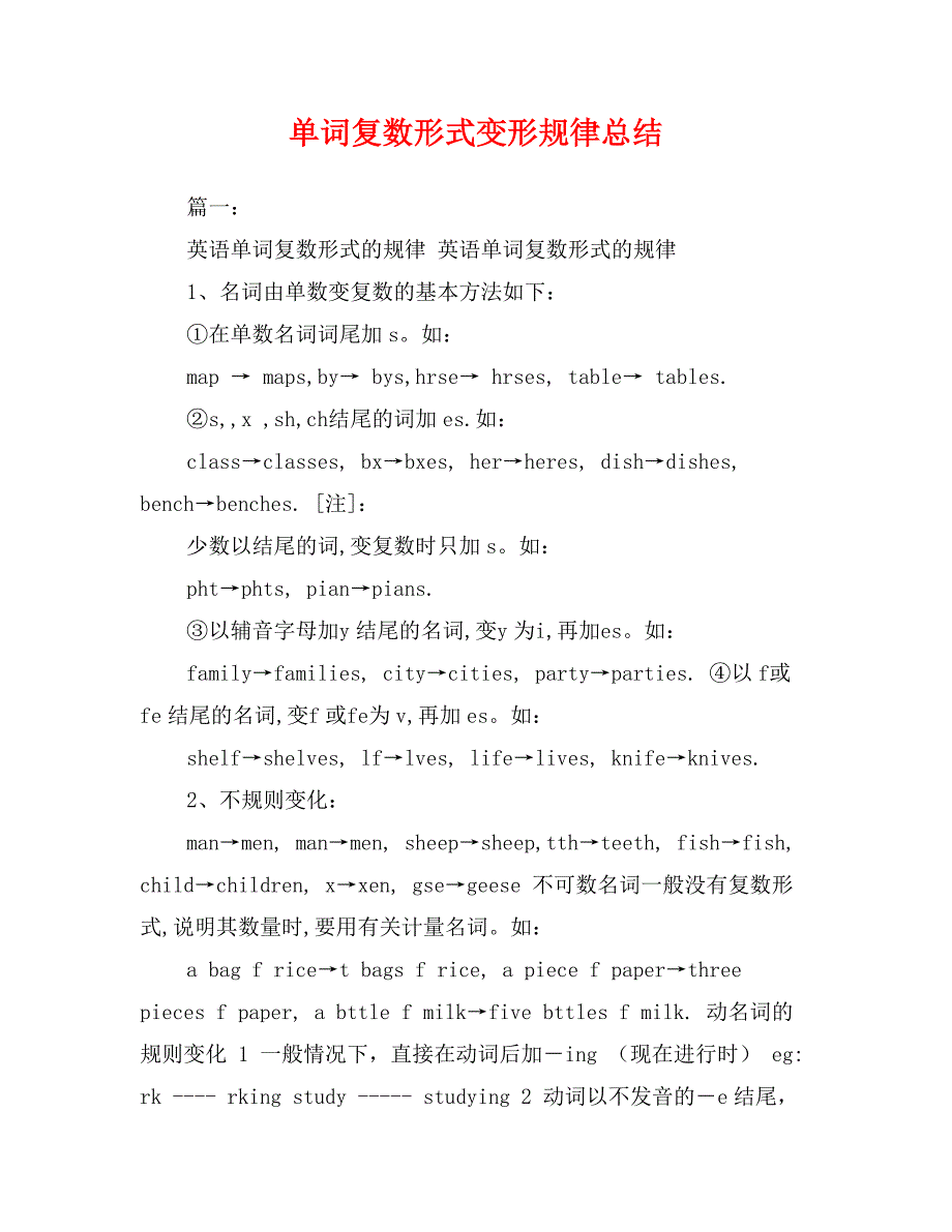 单词复数形式变形规律总结_第1页