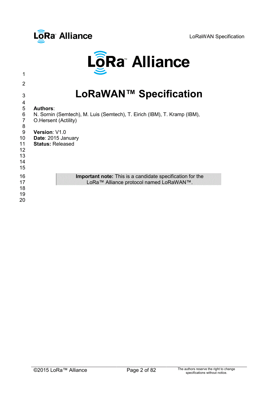 LoRaWAN Specification 1R0_第2页