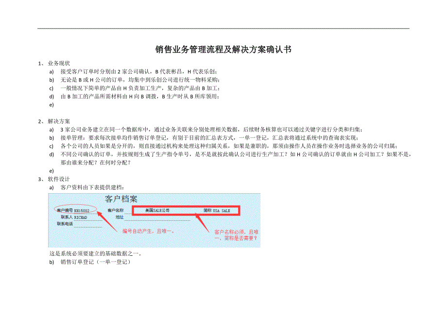 NO001-销售业务管理流程及解决方案确认书_第1页