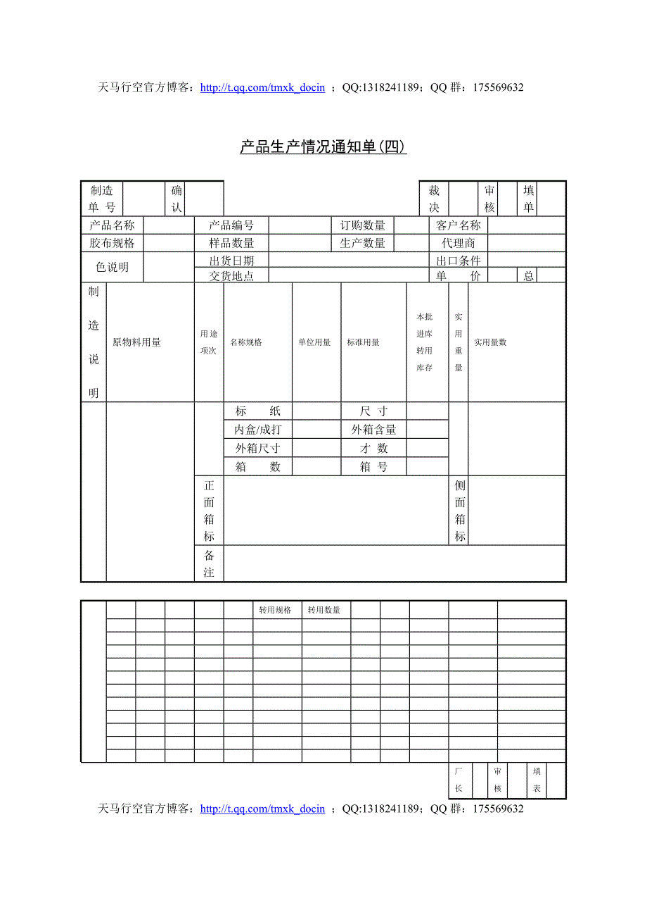 产品生产情况通知单下载_第1页
