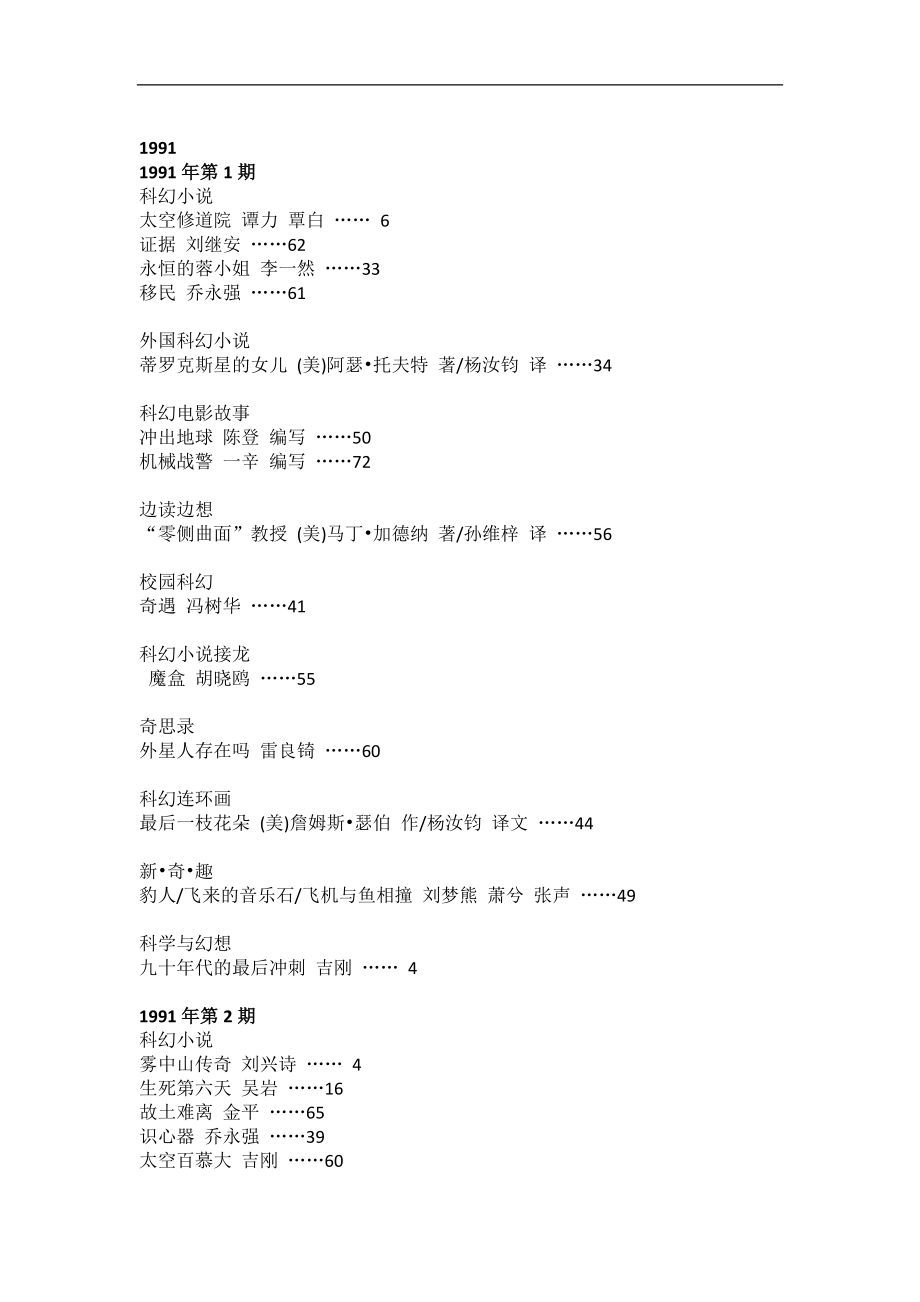 科幻世界历年目录(1991-2015)_第1页