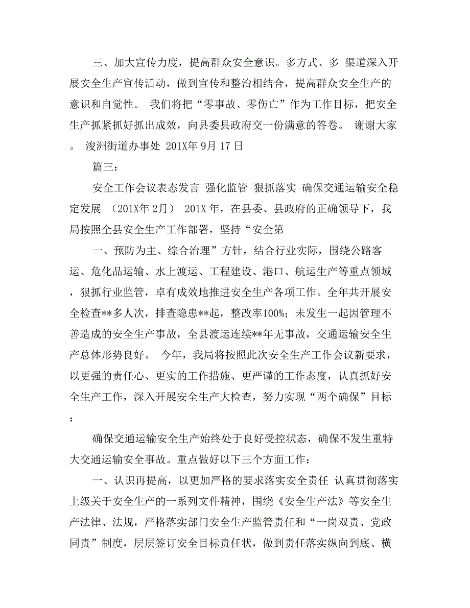 安全工作会议表态发言_第3页