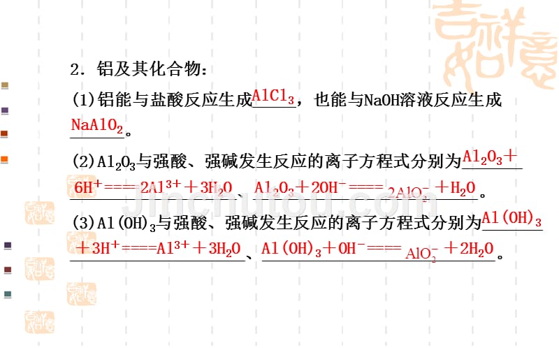 2014届高三化学名师点拨金榜专题课件全案：金属元素单质及其重要化合物_第5页