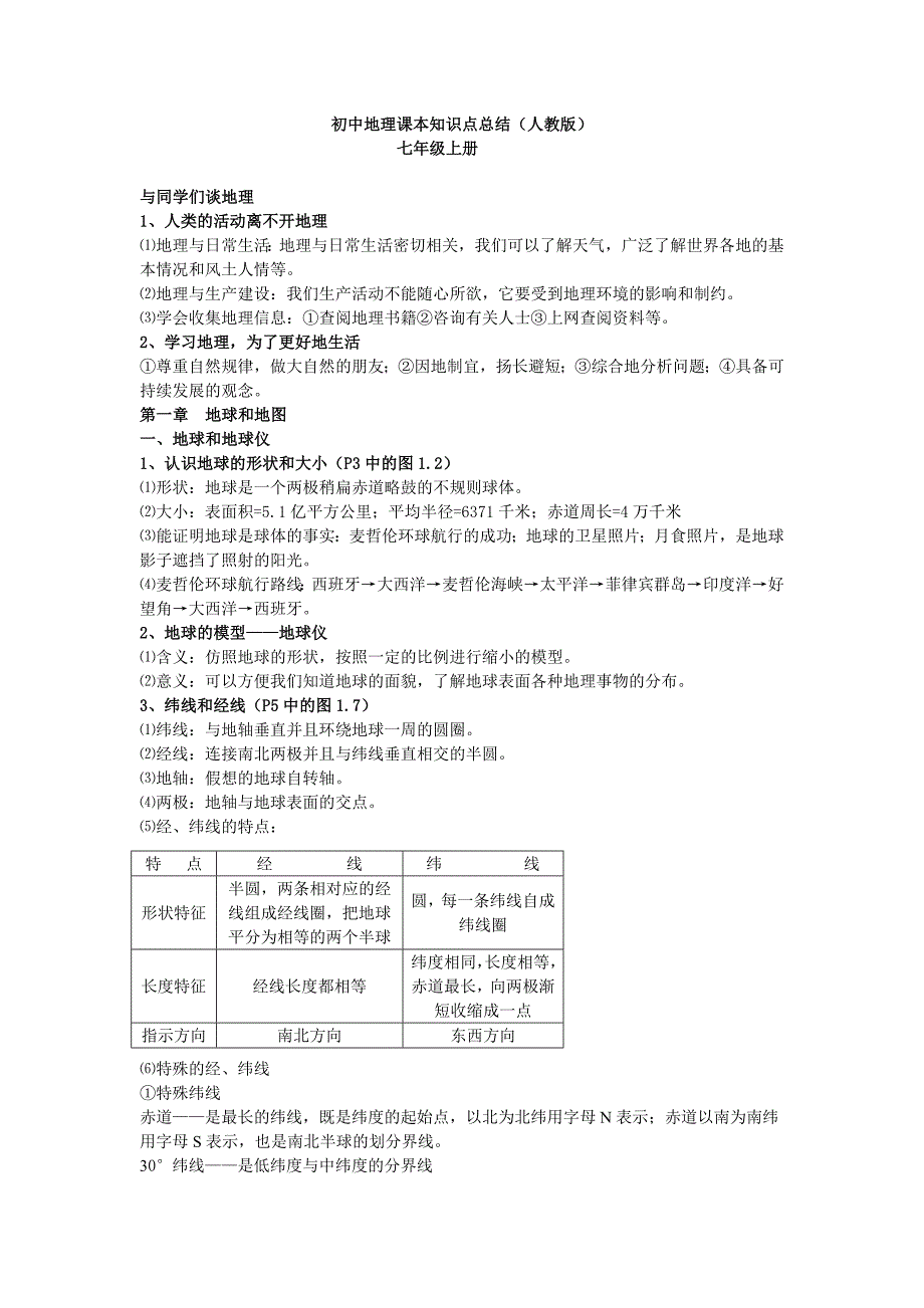 初中地理课本知识点总结（人教版）_第1页