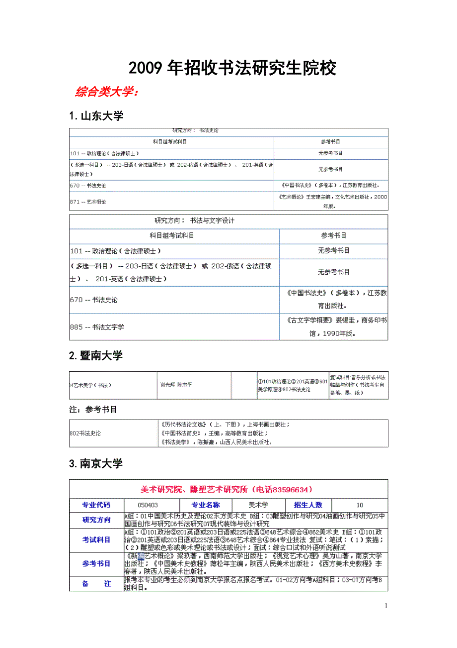 招收书法方向研究生院校_第1页