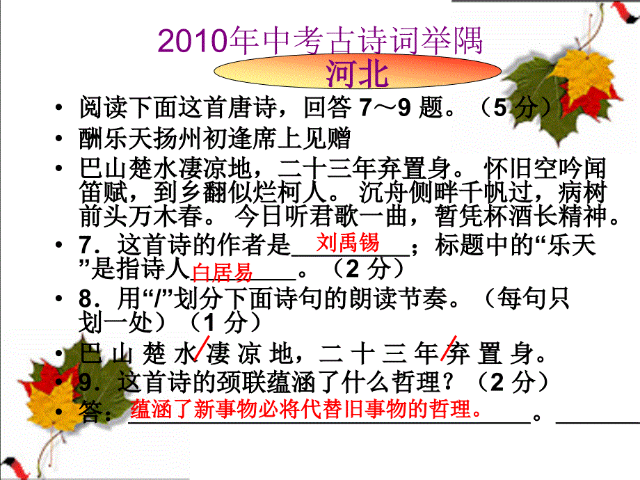 2011届语文中考复习专题课件--诗歌鉴赏_第2页