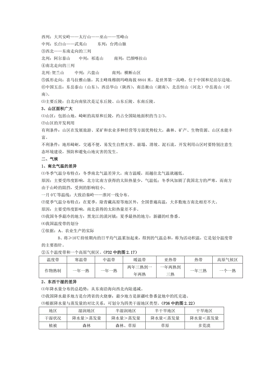 人教版八年级地理上册复习资料(全册)_第4页