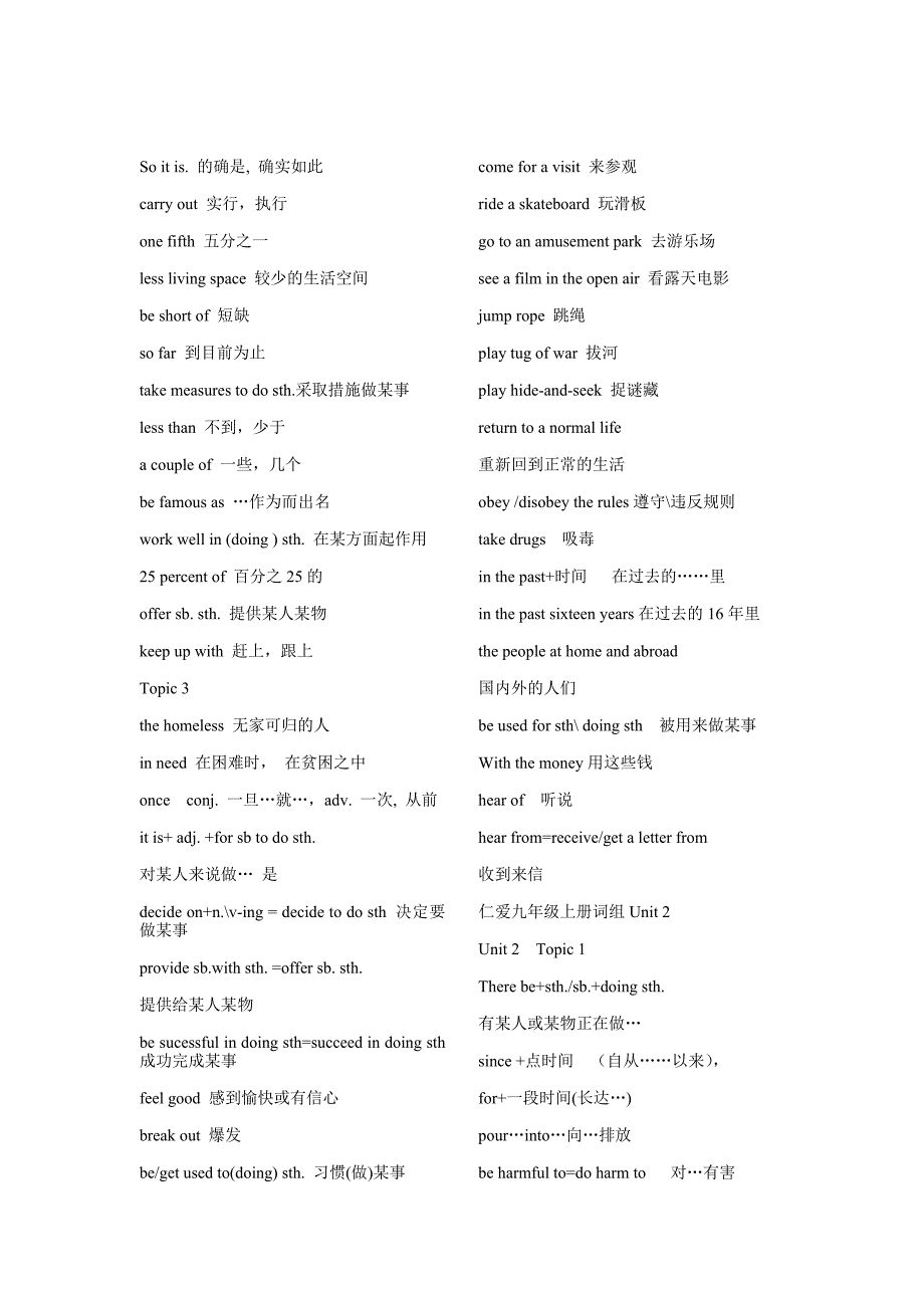 仁爱版九年级英语1到6单元重点词汇归纳_第2页