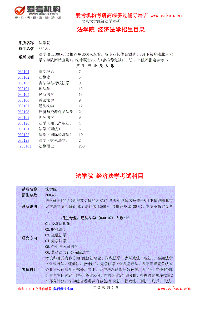 北京大学经济法学考研 招生人数 参考书 报录比 复试分数线 考研真题 考研经验 招生简章 考研大纲_第2页