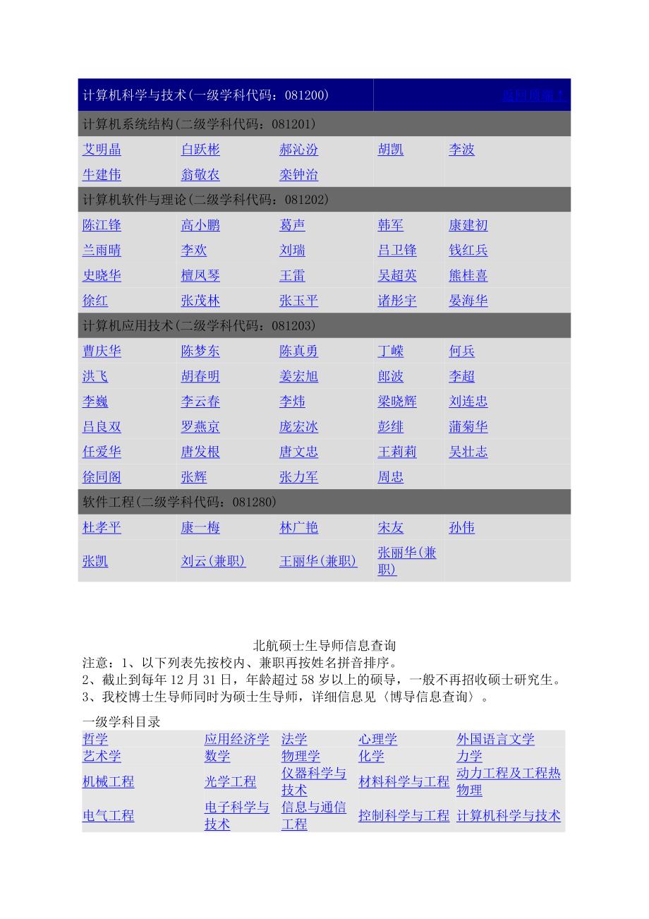 北航硕士生导师信息查询(下载后可按住Ctrl键点击超级链接查看导师详情)_第1页