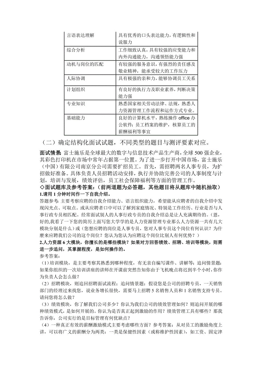 人事专员模拟标准化面试文案流程_第2页