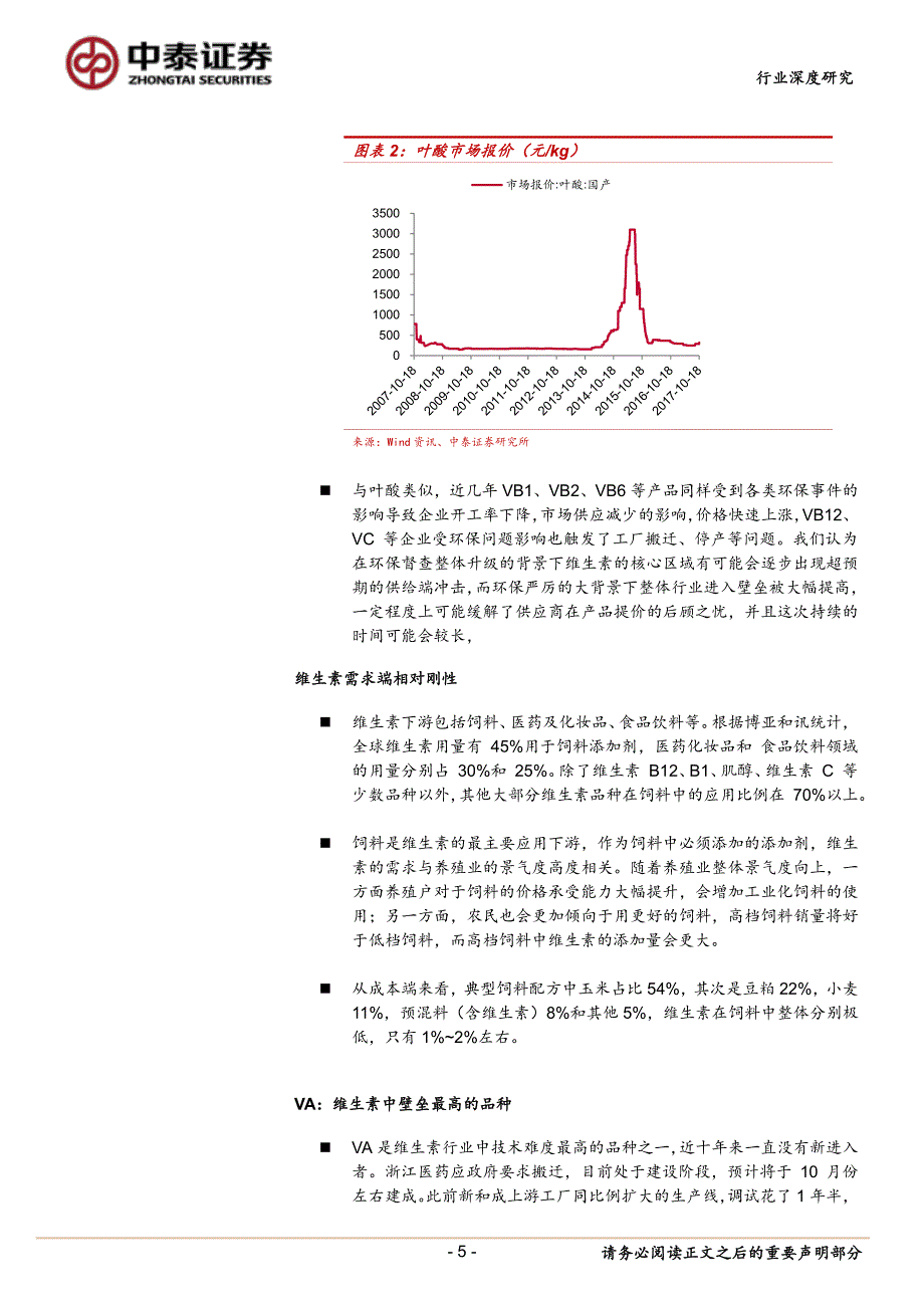 化工行业深度报告：环保风暴升级，看好维生素高景气持续有望超预期_第4页