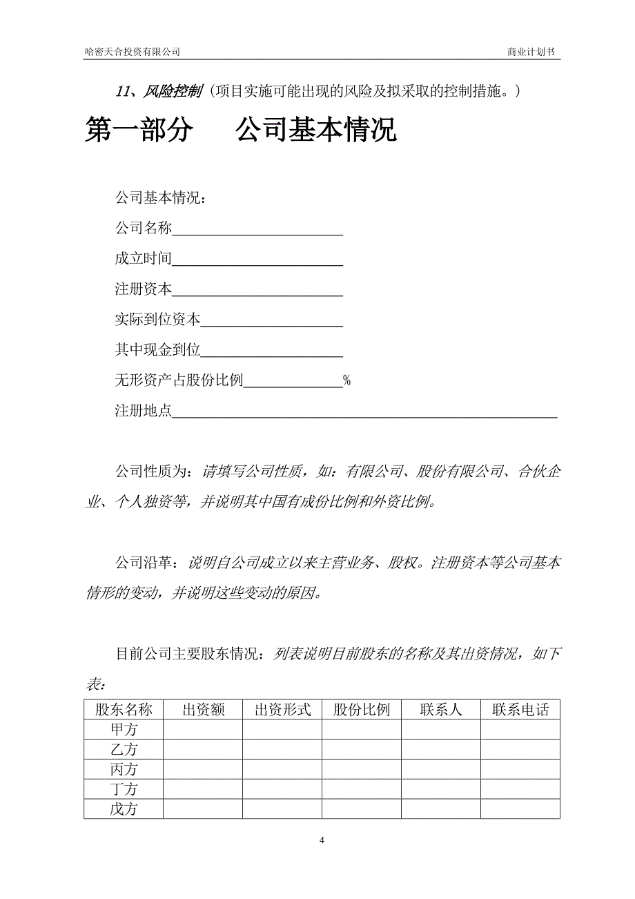 天合公司商业计划书_第4页