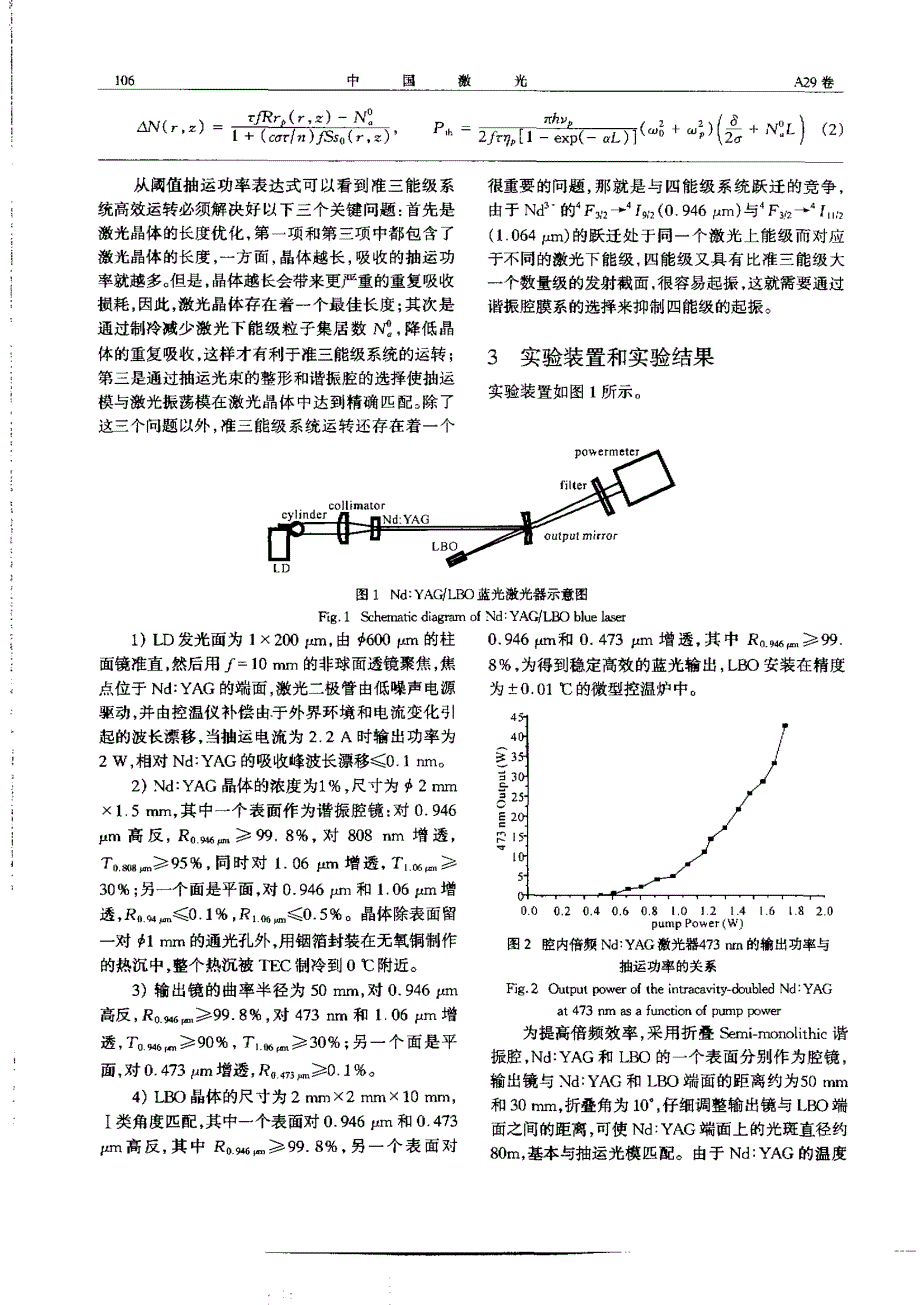 LD抽运的Nd：YAG内腔倍频全固态蓝光激光器_第2页