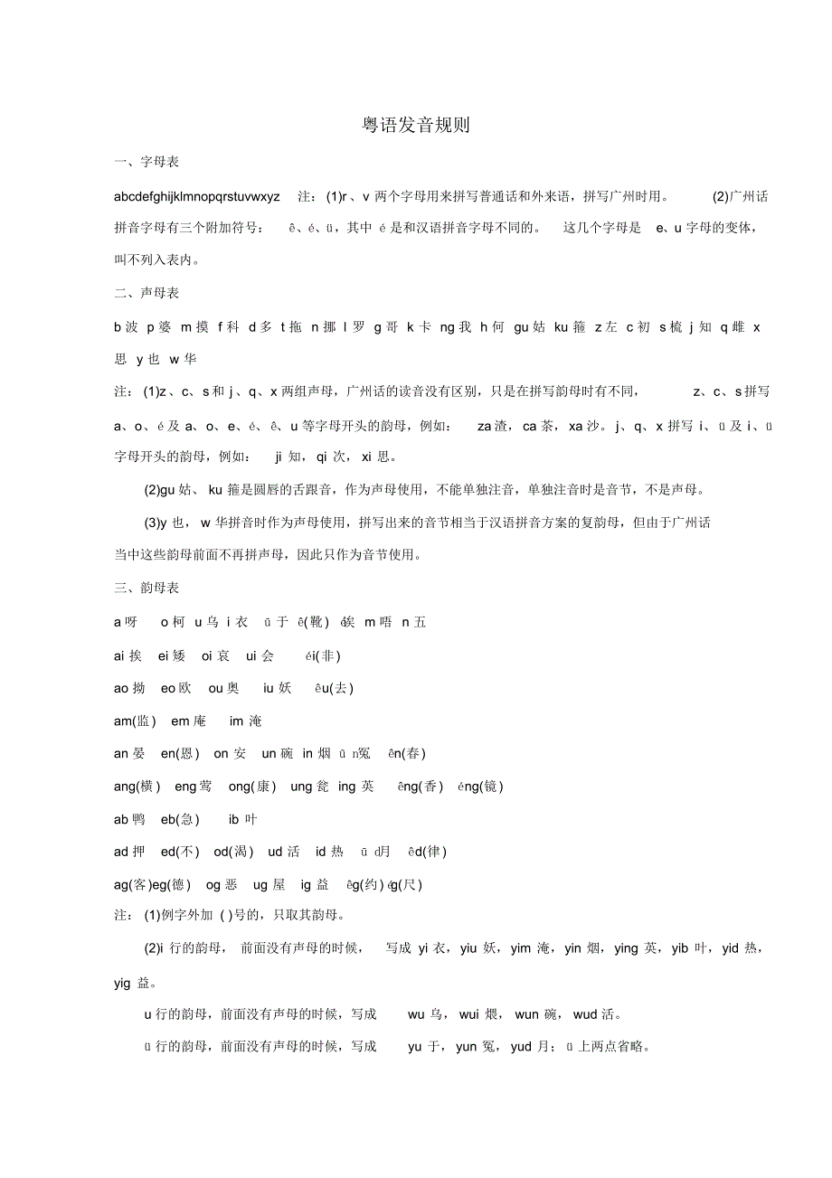 粤语发音规则及拼音方案_第1页