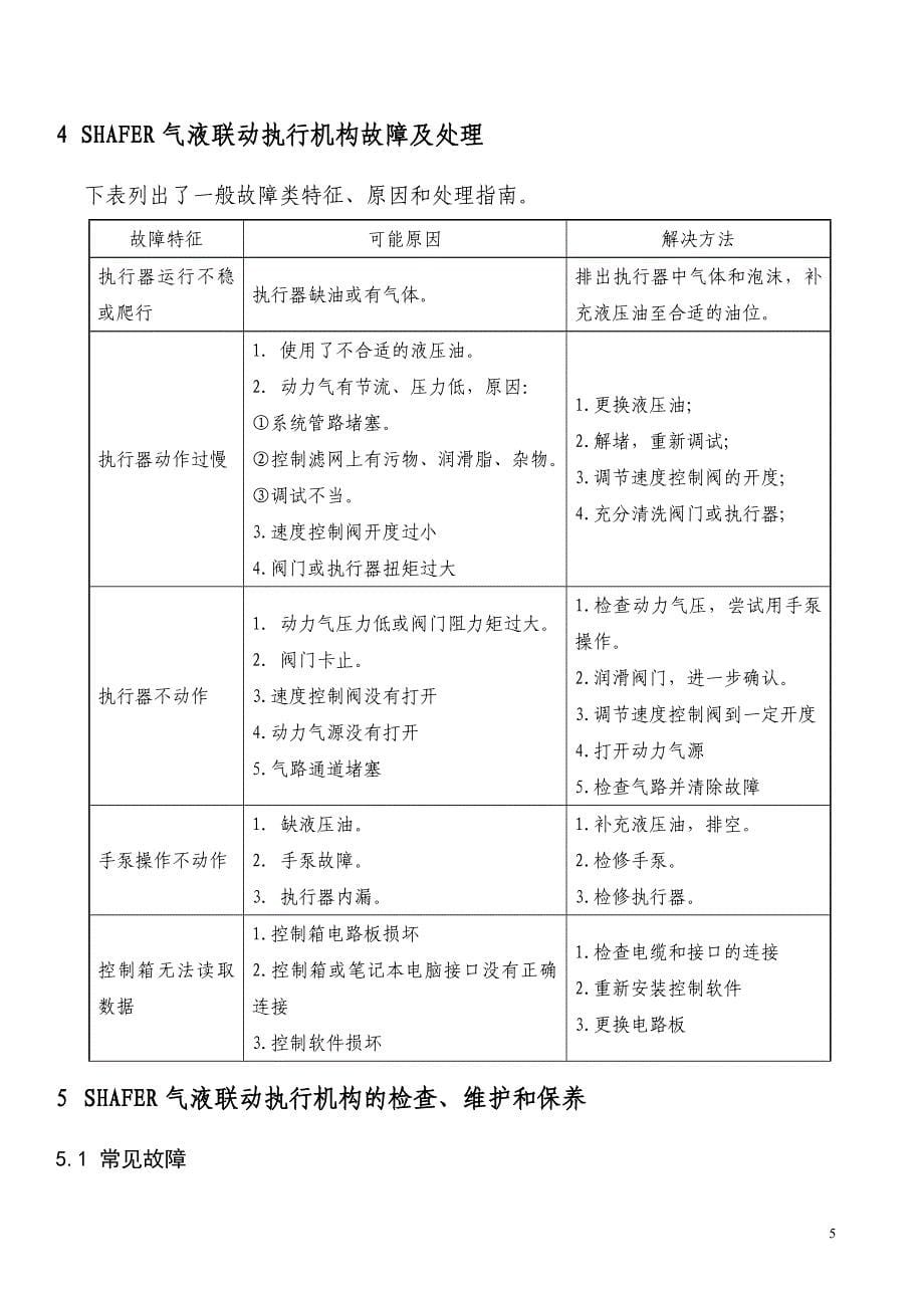 SHAFER气液联动执行机构操作维护保养规程_第5页