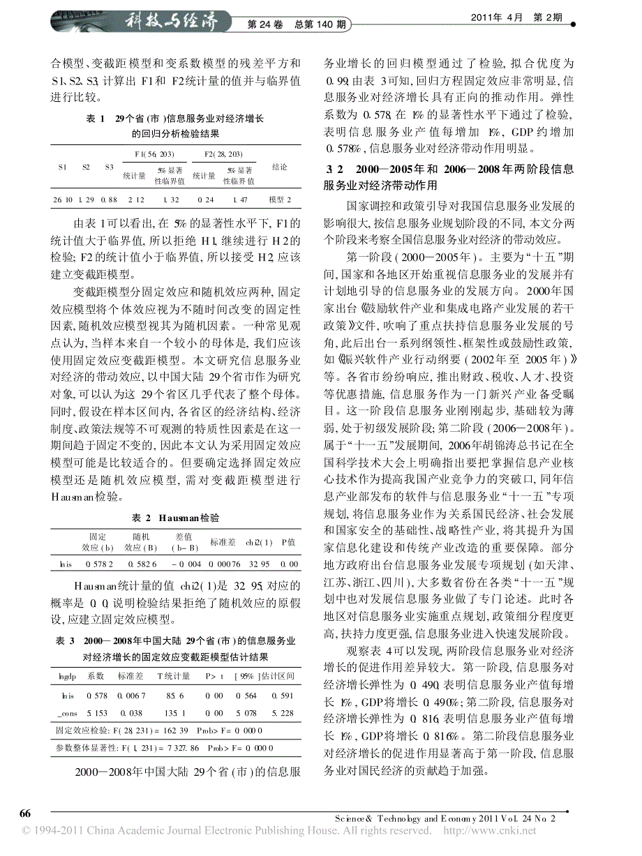 信息服务业对区域经济带动作用_基于29个省_市_2000_2008年面板数据_第3页