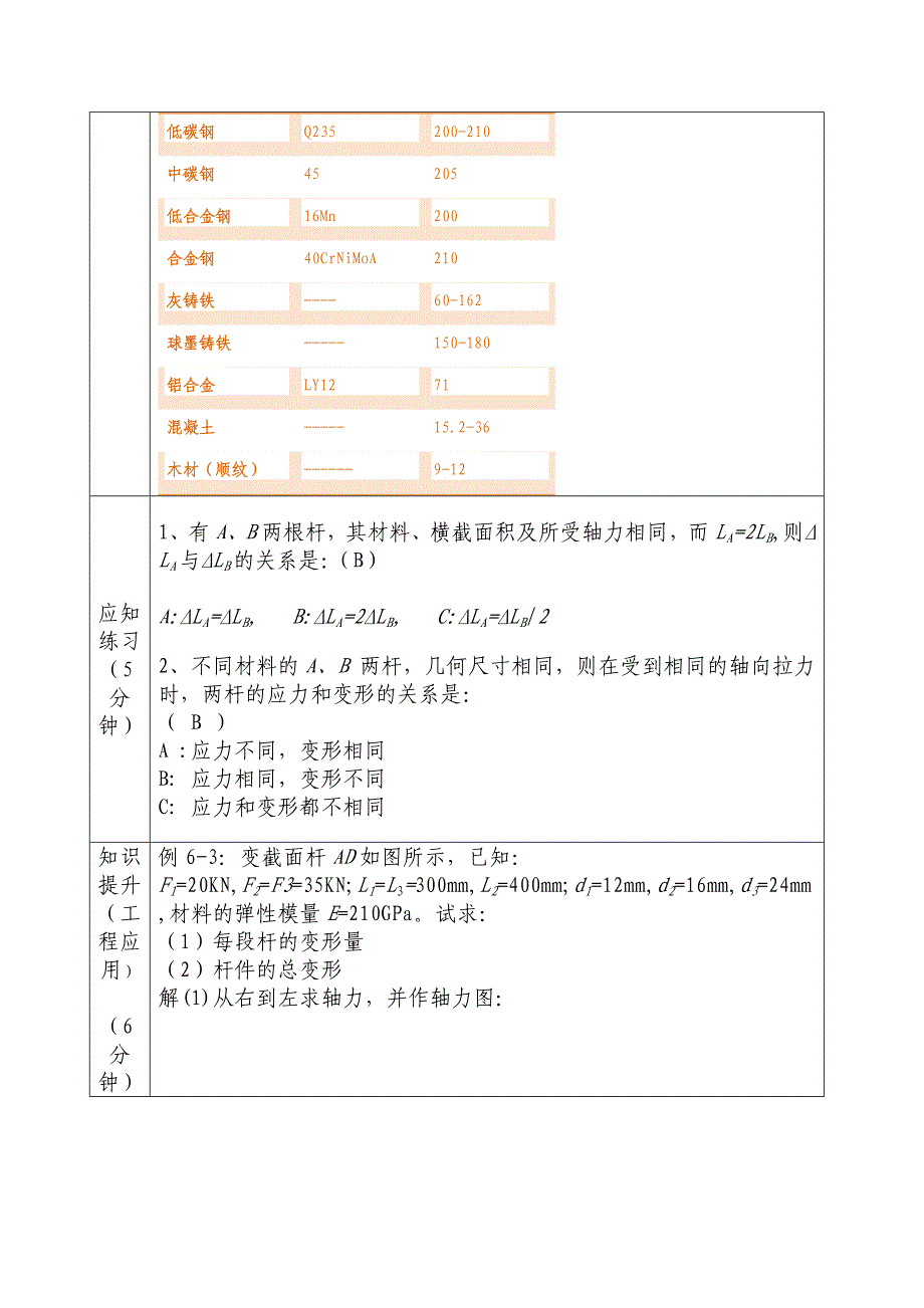 工程力学《胡克定律》—教案设计10.18_第4页