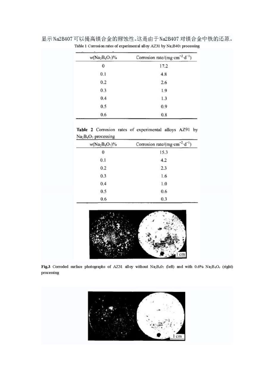 Na2B407对铁还原条件下AZ31和AZ91镁合金的影响（有出处）709--中英文翻译_第4页