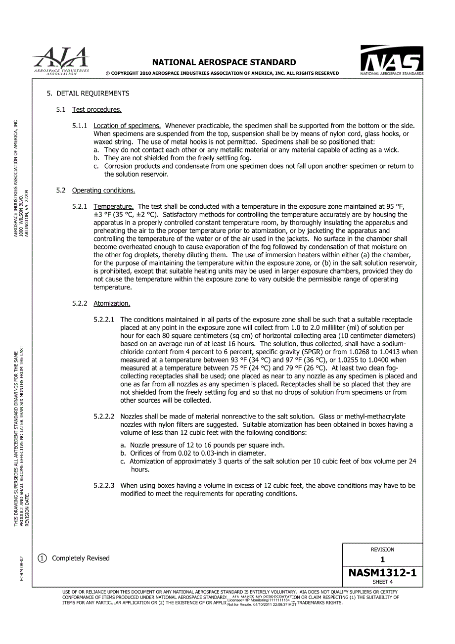 NASM 1312-1-2010 紧固件试验方法1 盐雾试验_第4页