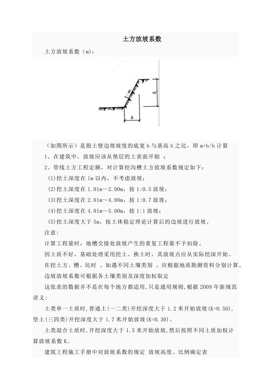 建筑工程放坡系数及土方放坡计算公式_第1页