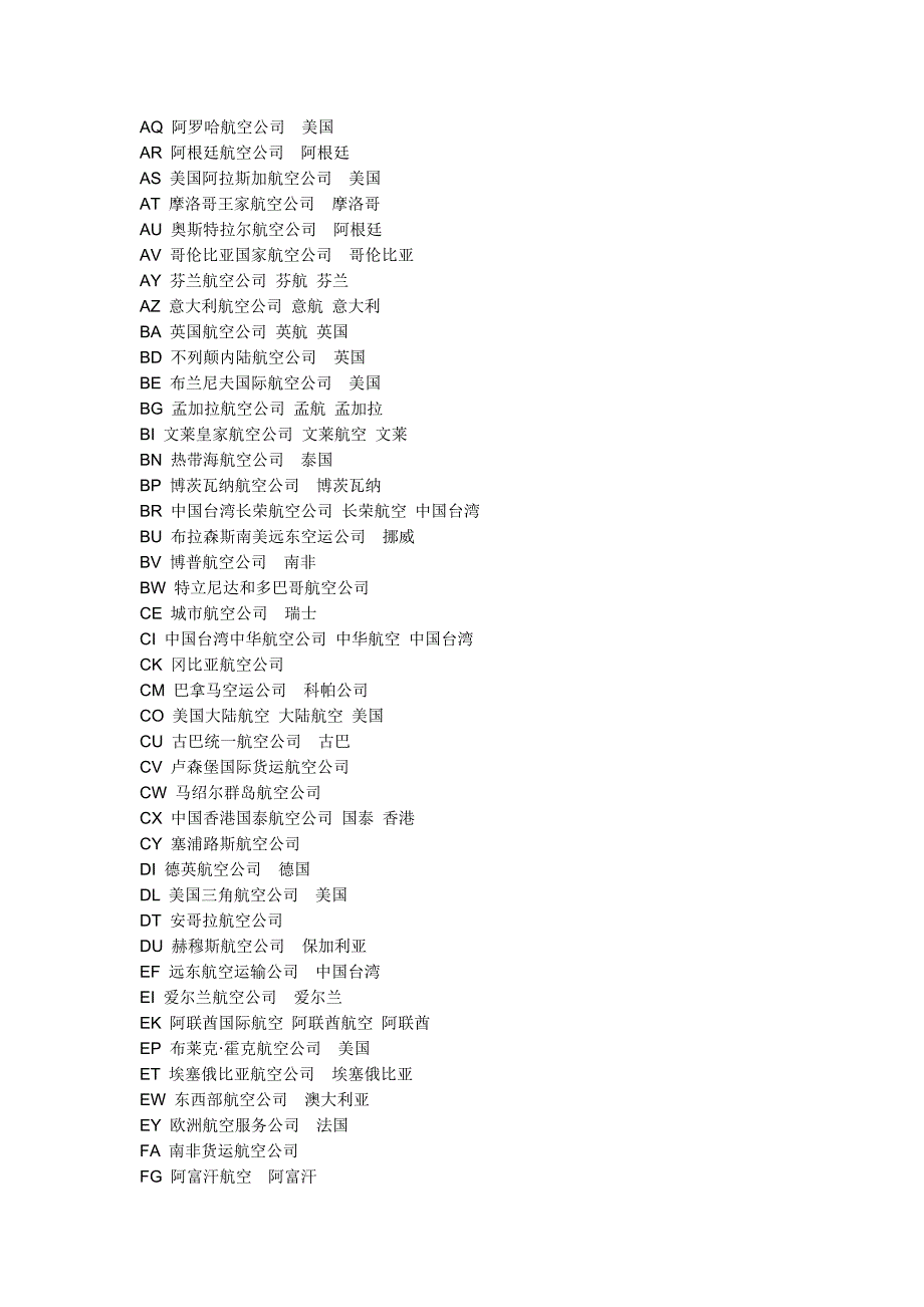航空公司二字代码_第2页