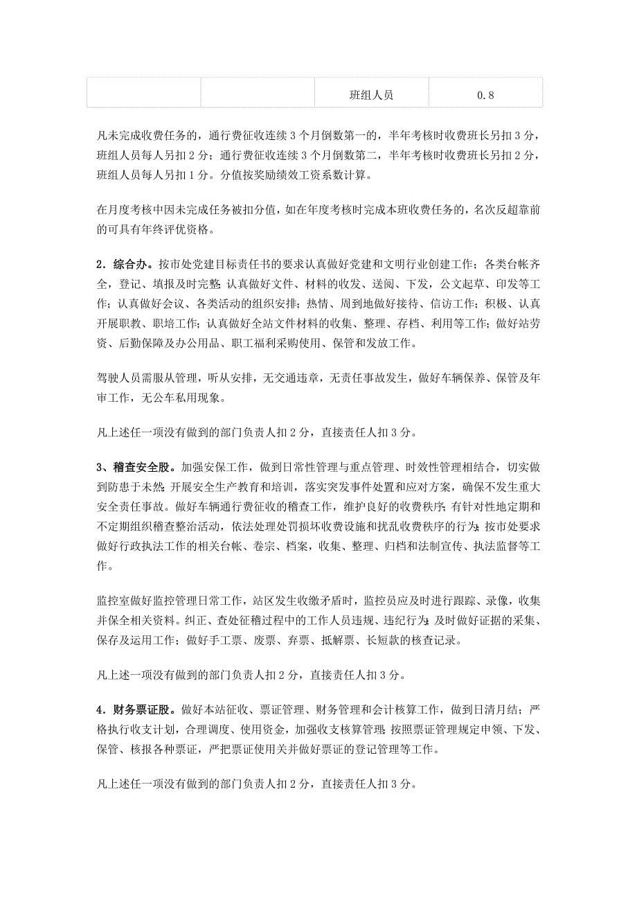 白塔收费站绩效工资考核方案(试行)_第5页